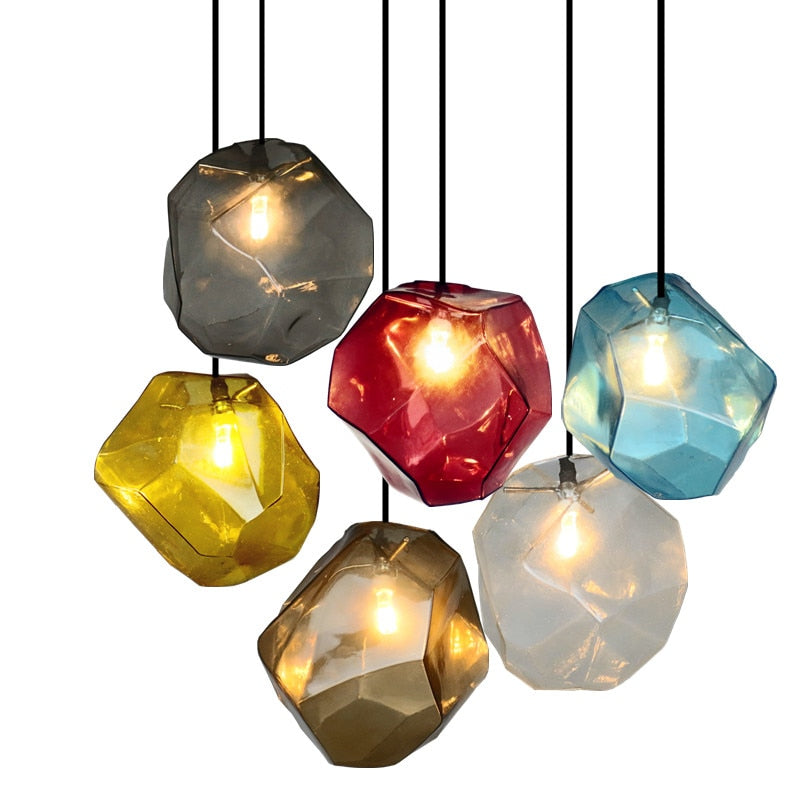 Stone Glass Pendant Colorful Light - Luminous Lighting Lab